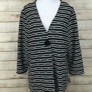 JM Collection Striped Quarter Sleeve Jacket